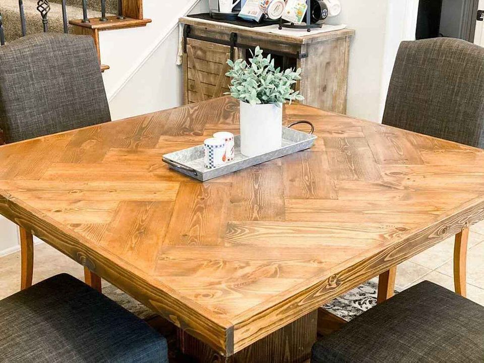 Rejoice Home | Hand-Crafted Custom Furniture & Decor – Modern Square Herringbone  Table